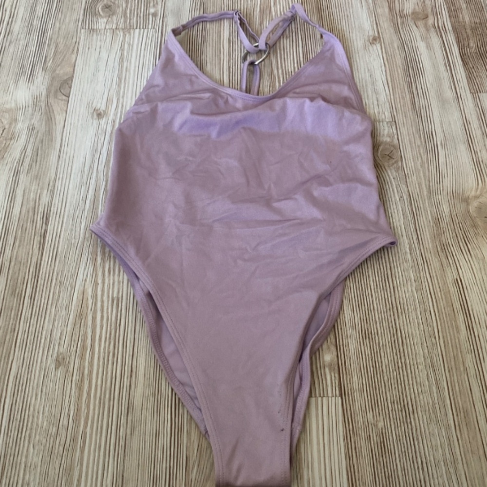 Lilac purple high cut sexy one piece swimsuit size 6, size s/m